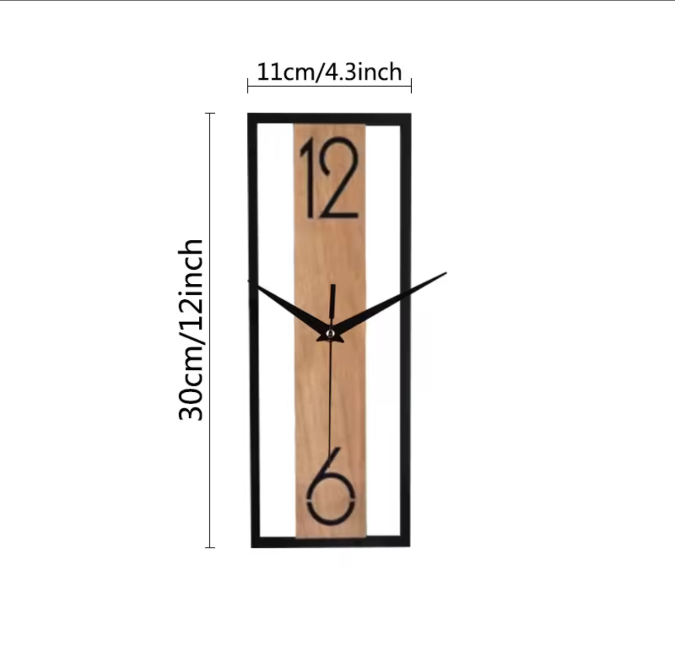 Rectangular Wood-Grain Wall Clock