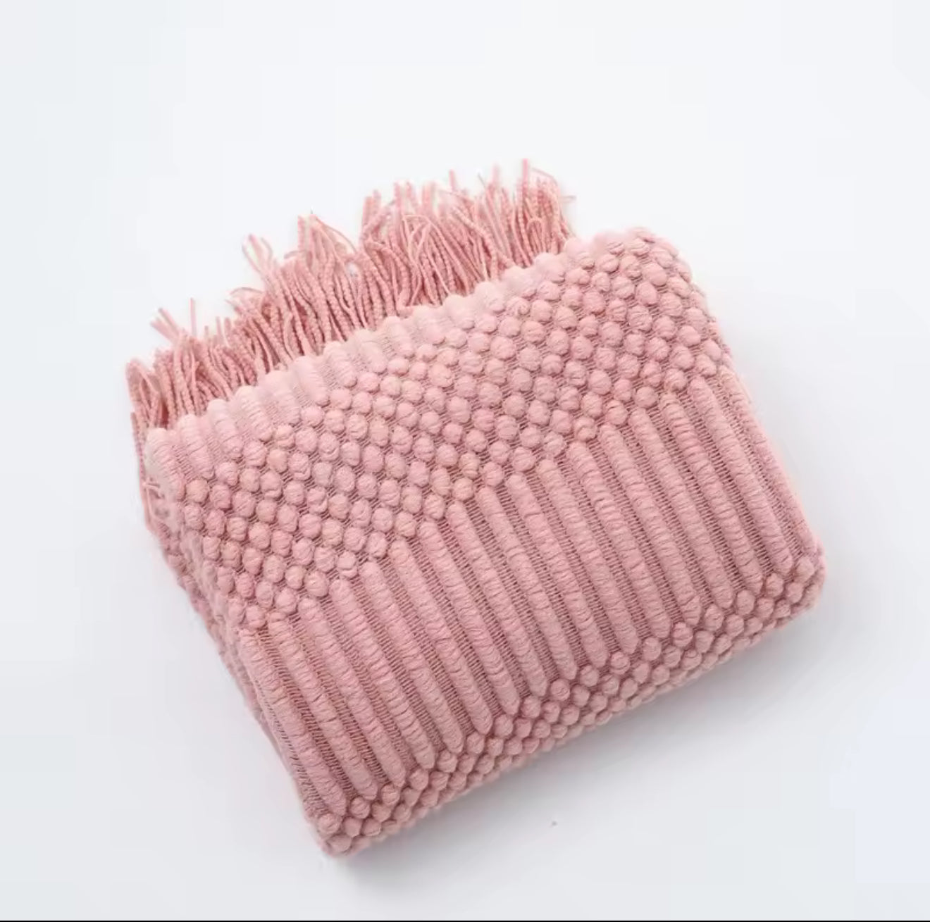 Nordic Knitted Throw Blanket with Tassels