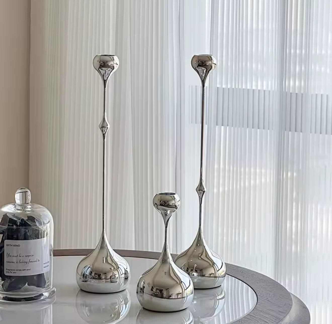 Silver Metal Candle Holder