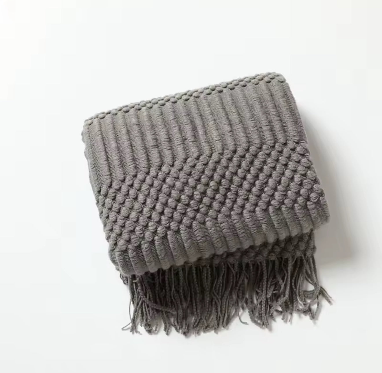 Nordic Knitted Throw Blanket with Tassels