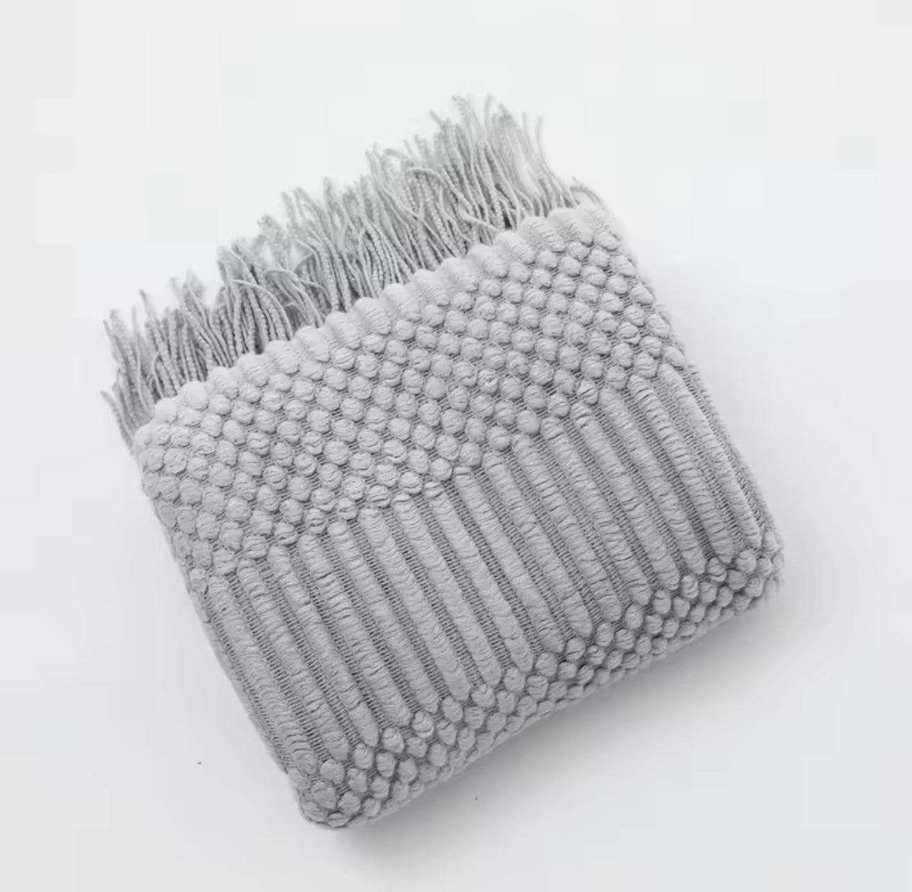 Nordic Knitted Throw Blanket with Tassels