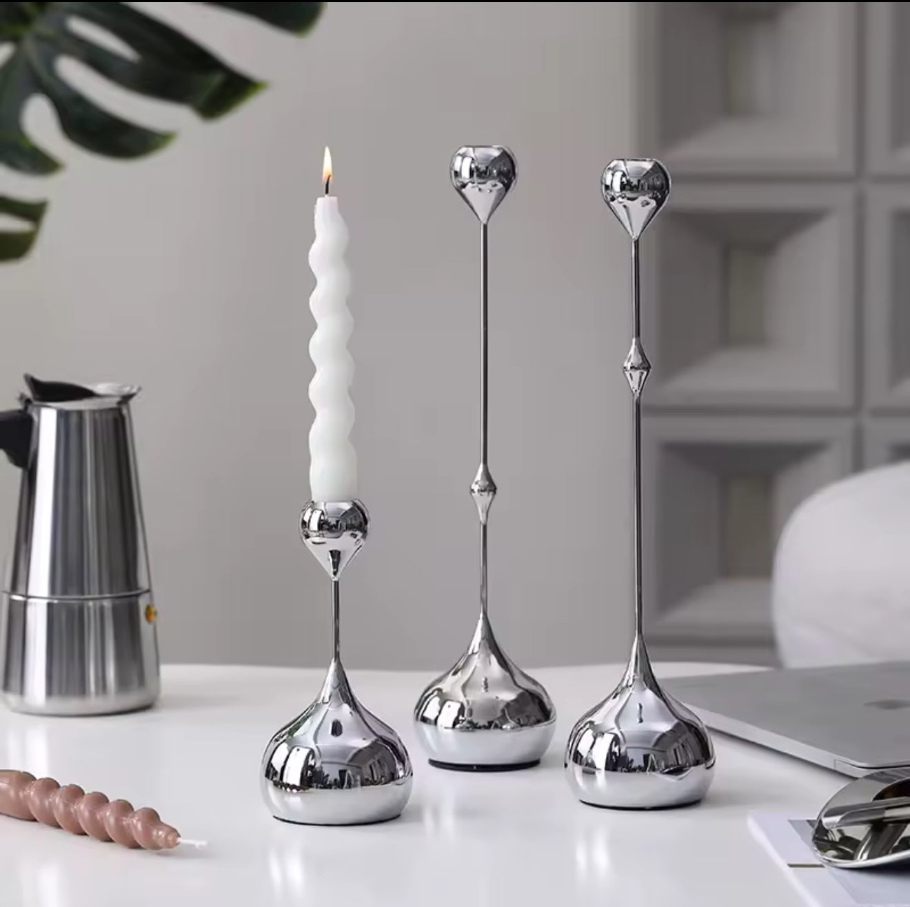 Silver Metal Candle Holder