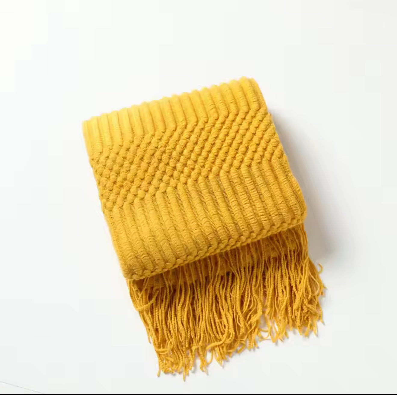 Nordic Knitted Throw Blanket with Tassels