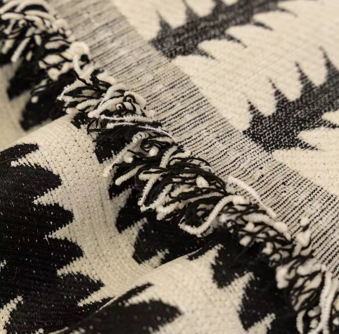 Nordic Chenille Sofa Throw Blanket with Tassels