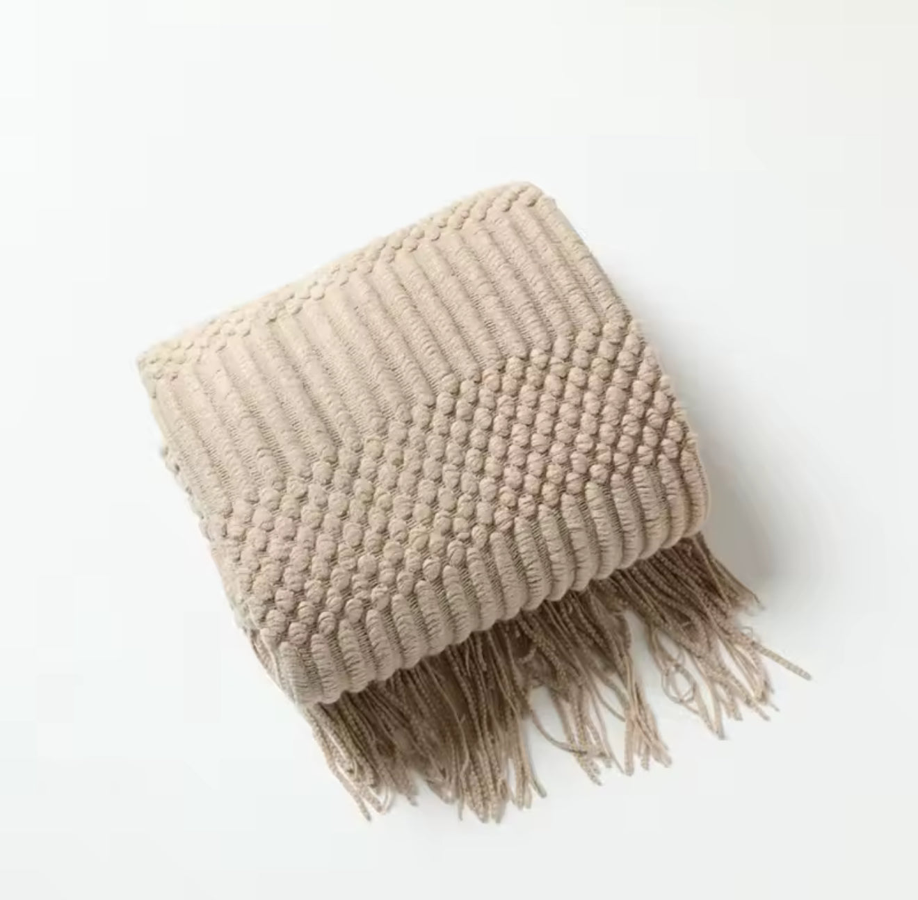 Nordic Knitted Throw Blanket with Tassels