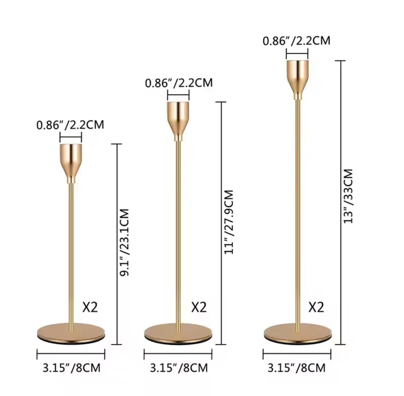 Set of 3 Metal Candle Holders