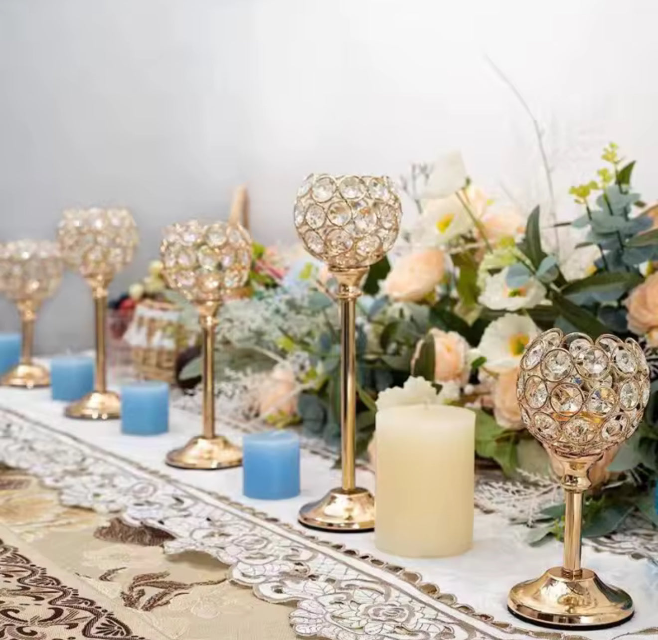 Golden Glass Candle Holder