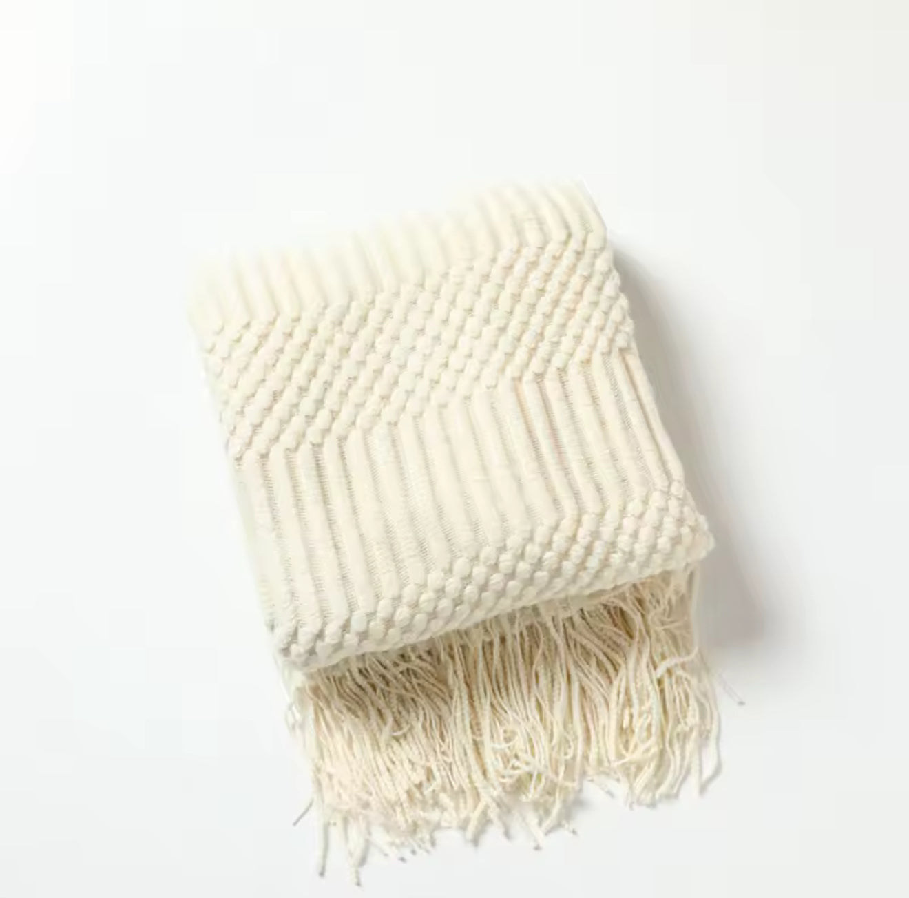 Nordic Knitted Throw Blanket with Tassels