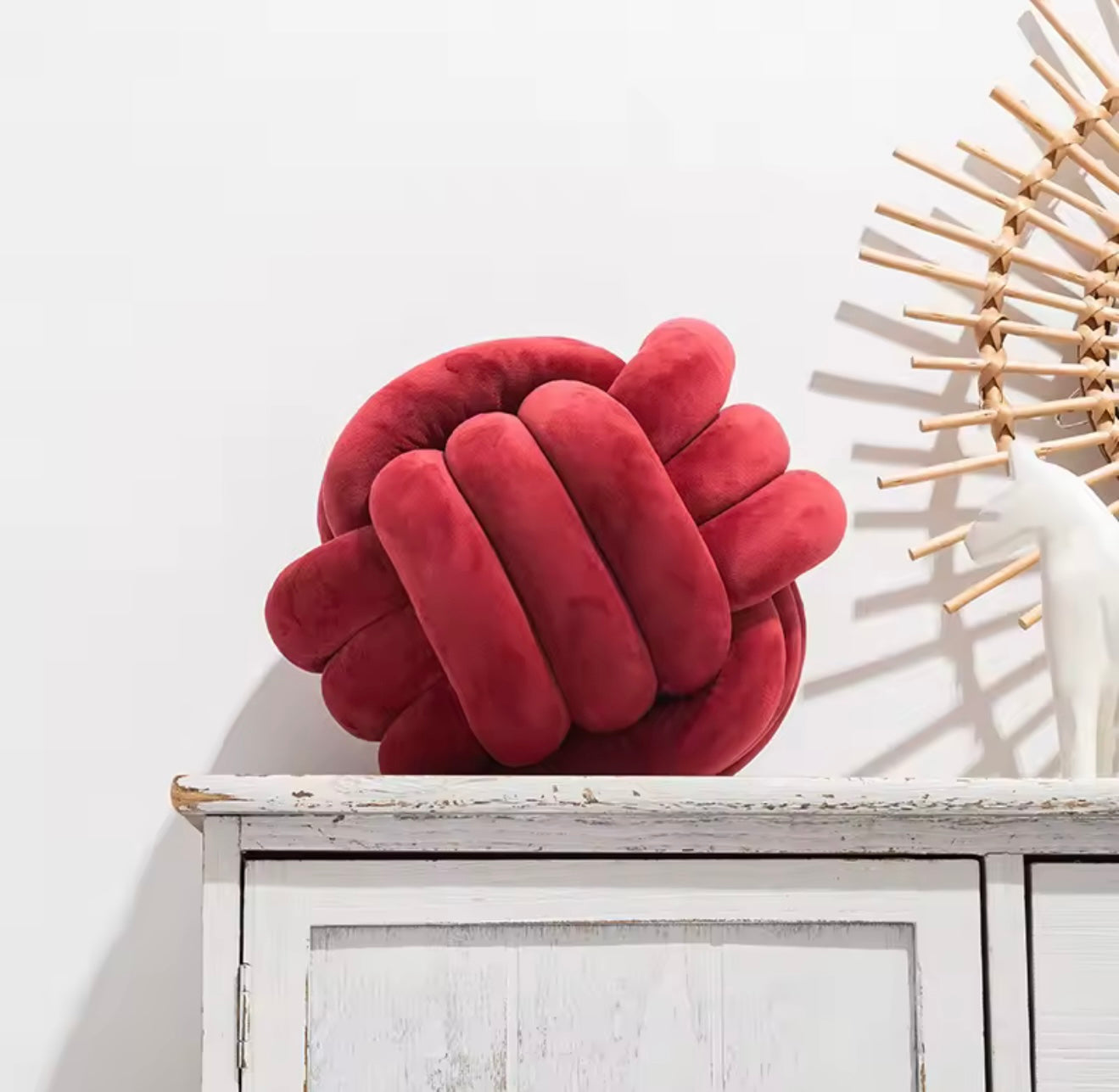 Handmade Velvet Knot-Ball Throw Pillow