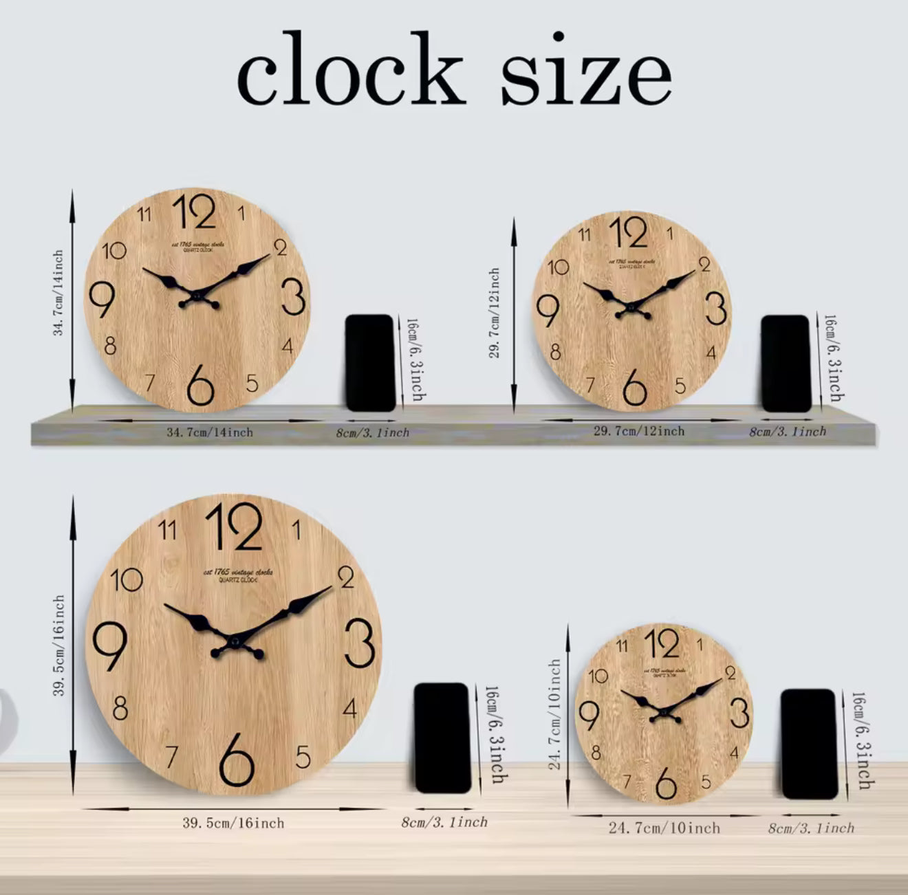 Modern Wood-Grain Pattern Wall Clock