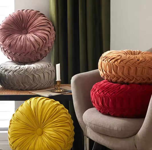 Handmade Pleated 3D Velvet Pumpkin Pillow