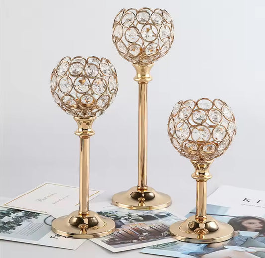 Golden Glass Candle Holder