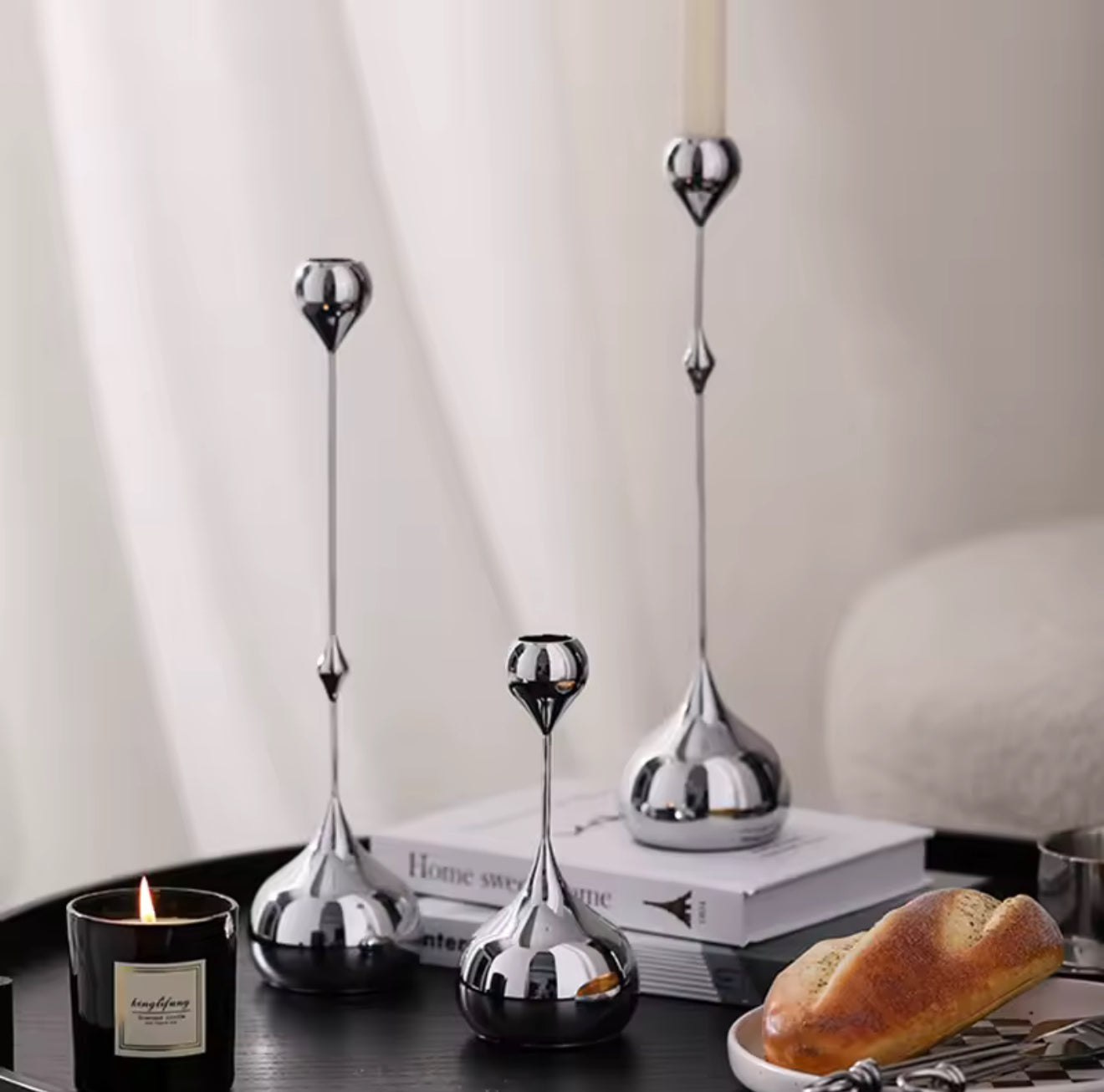 Silver Metal Candle Holder
